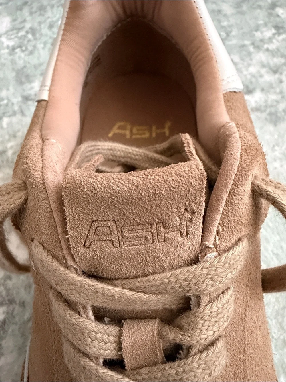 ASH Tan Suede Low-Top Sneakers with White Trim